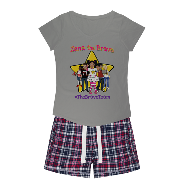 THE BRAVE TEAM Womens Sleepy Tee and Flannel Short